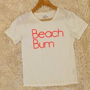J.Crew small white women’s tee “Beach Bum”